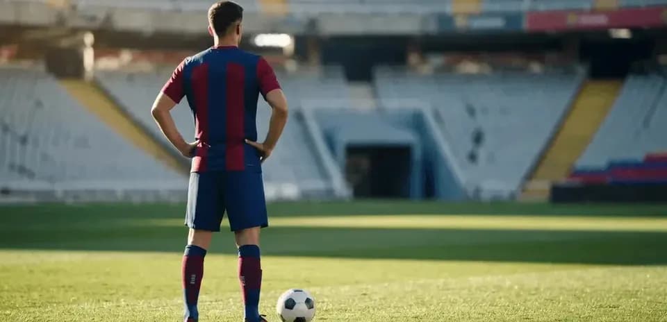 Игрок Барселоны готовится к штрафному удару