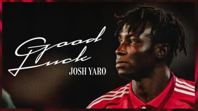 Josh Yaro in red jersey with good luck message