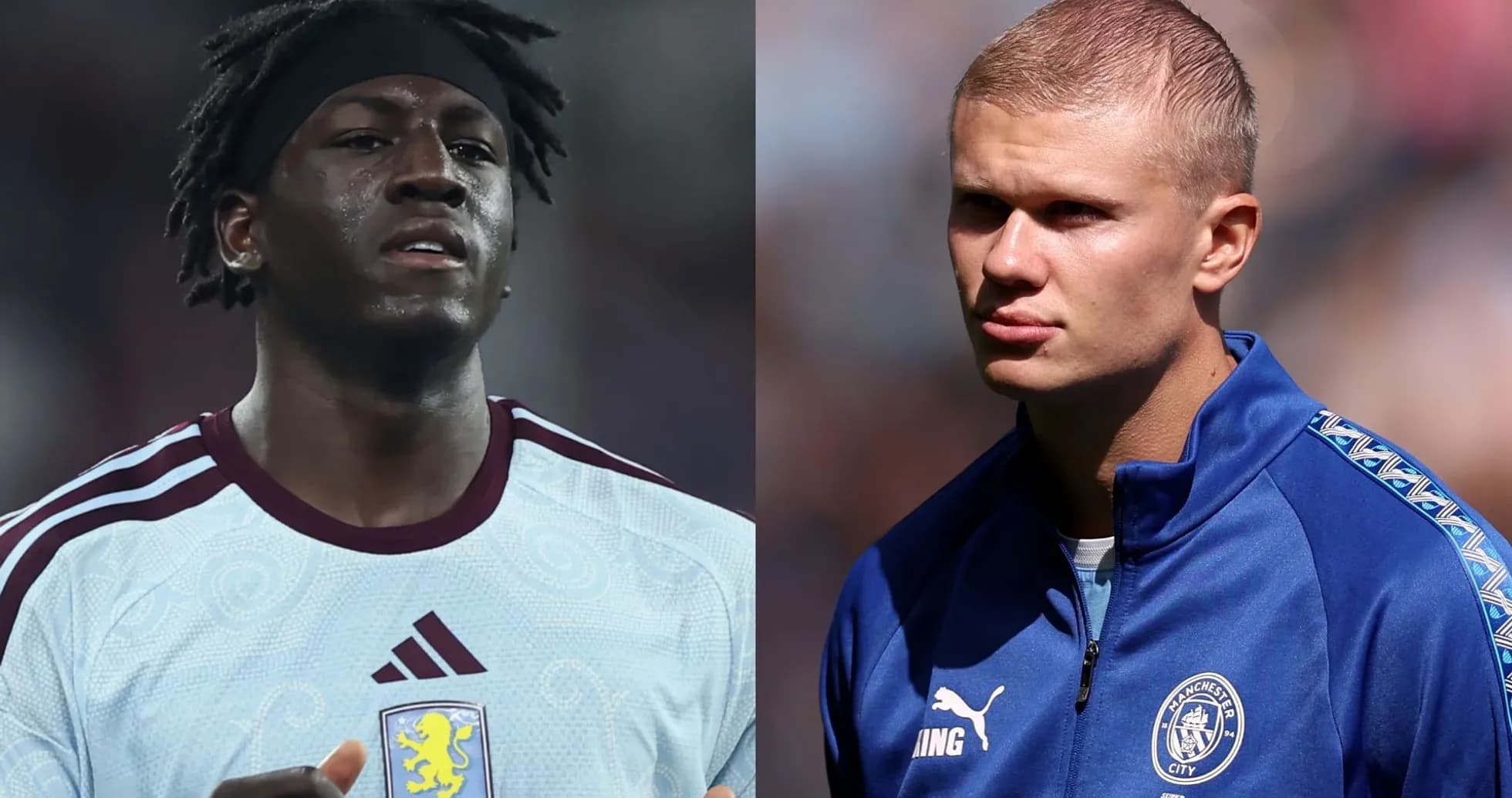 Игроки Aston Villa и Manchester City на поле