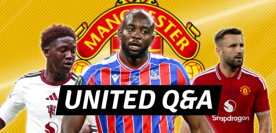 Игроки на фоне логотипа Manchester United в Q&A