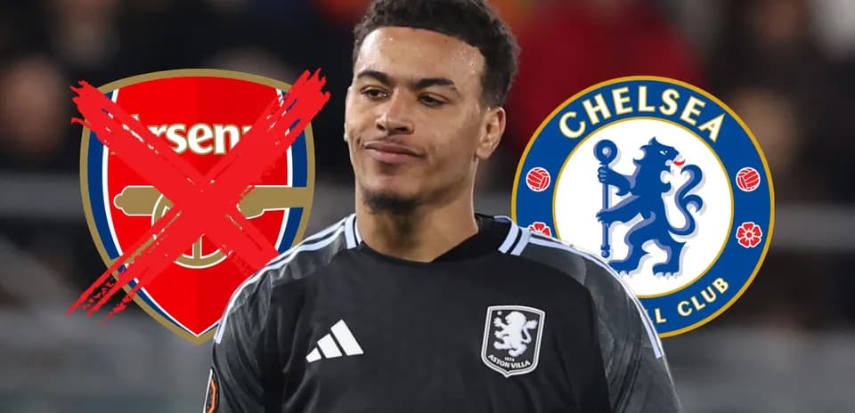 Вратарь Aston Villa с логотипами Arsenal и Chelsea