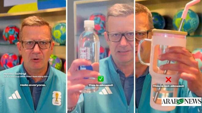 FIFA official demonstrating allowed and prohibited items