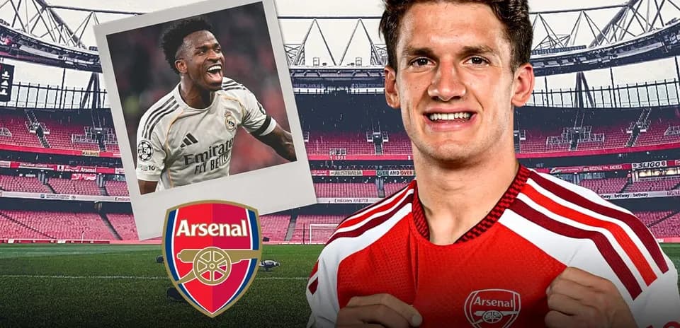 Игроки Arsenal и Real Madrid на фоне стадиона
