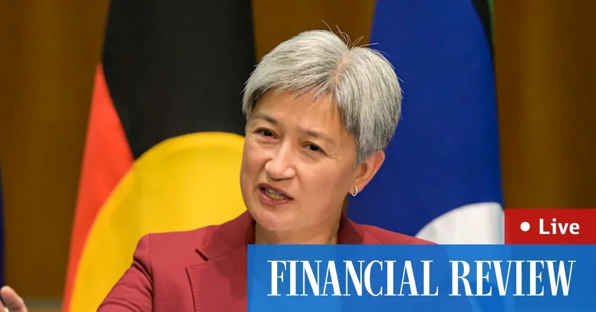 Женщина выступает на пресс-конференции с флагами на фоне
