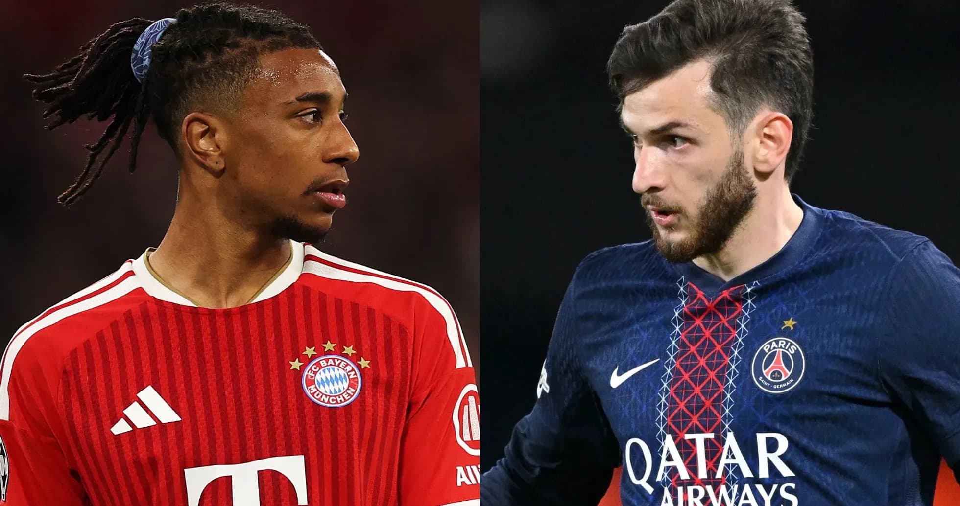 Игроки Bayern Munich и PSG на футбольном матче