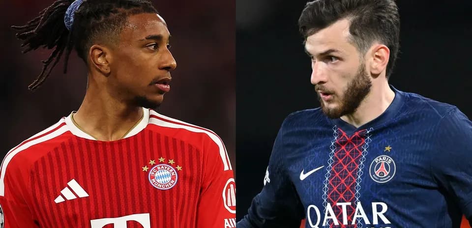 Игроки Bayern Munich и PSG на футбольном матче