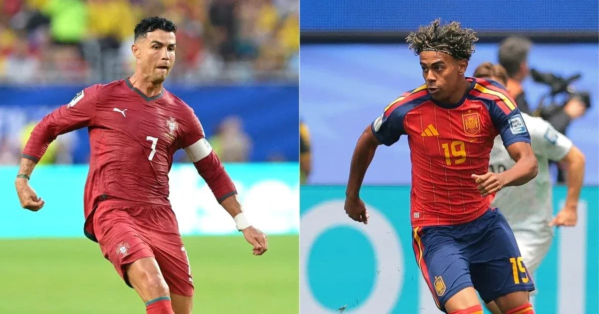 Cristiano Ronaldo and Spanish player in action