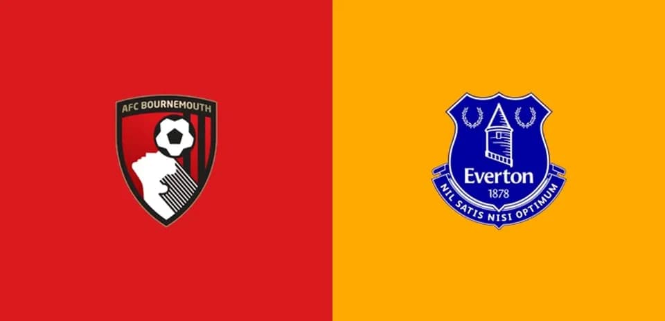 Логотипы AFC Bournemouth и Everton на фоне