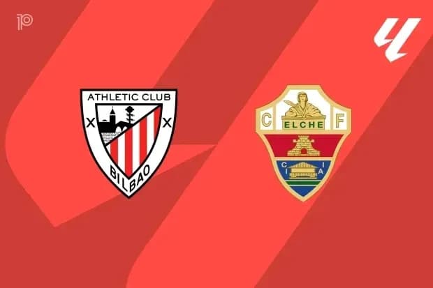 Логотипы Athletic Club и Elche на красном фоне