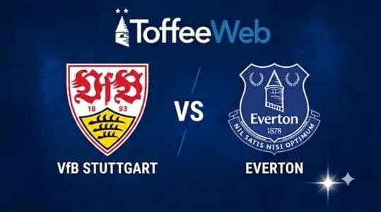 Логотипы VfB Stuttgart и Everton на фоне