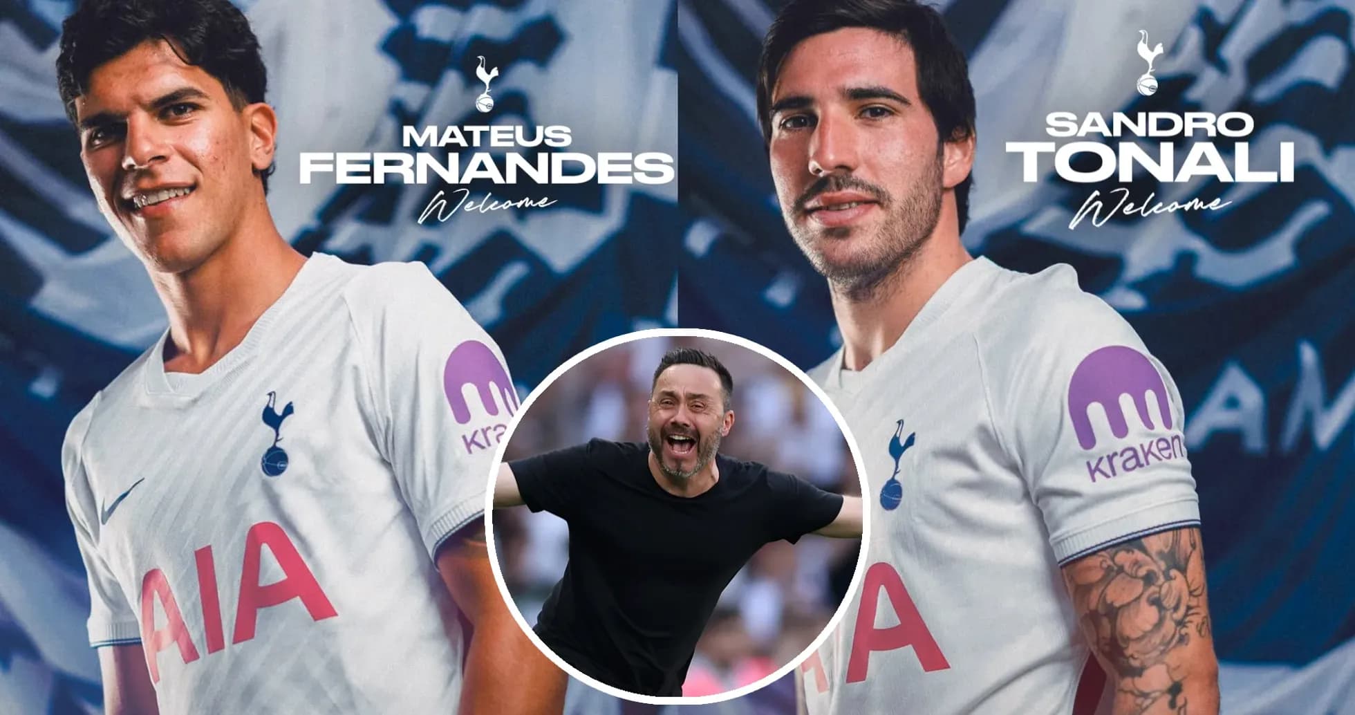 Mateus Fernandes и Sandro Tonali в форме Тоттенхэма