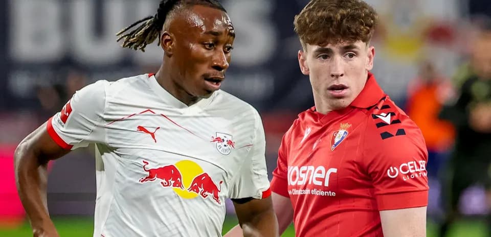 Игроки команд RB Leipzig и Osasuna на поле