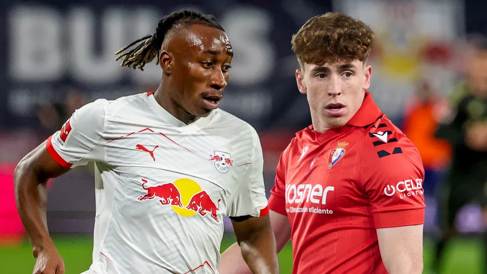Игроки команд RB Leipzig и Osasuna на поле