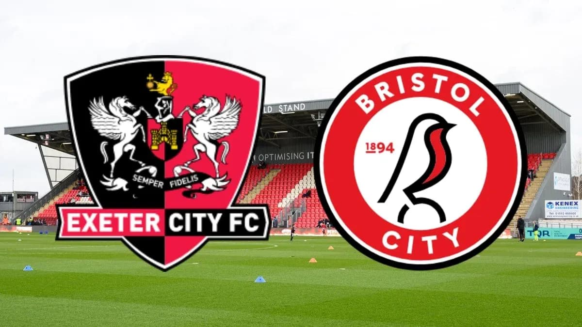 Логотипы Exeter City и Bristol City на стадионе