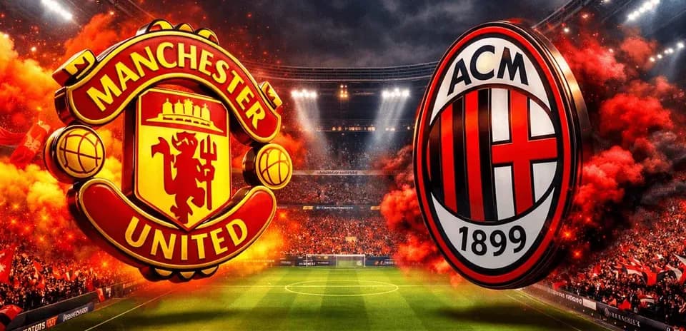 Логотипы Manchester United и AC Milan на стадионе