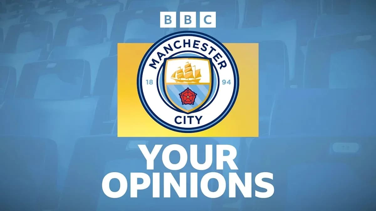 Логотип Manchester City с текстом 'Ваши мнения'