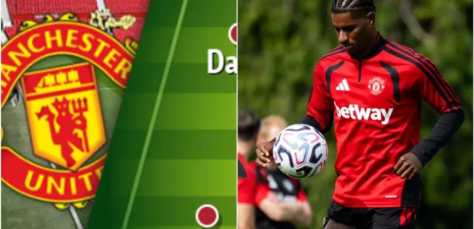 Игрок Manchester United тренируется с мячом