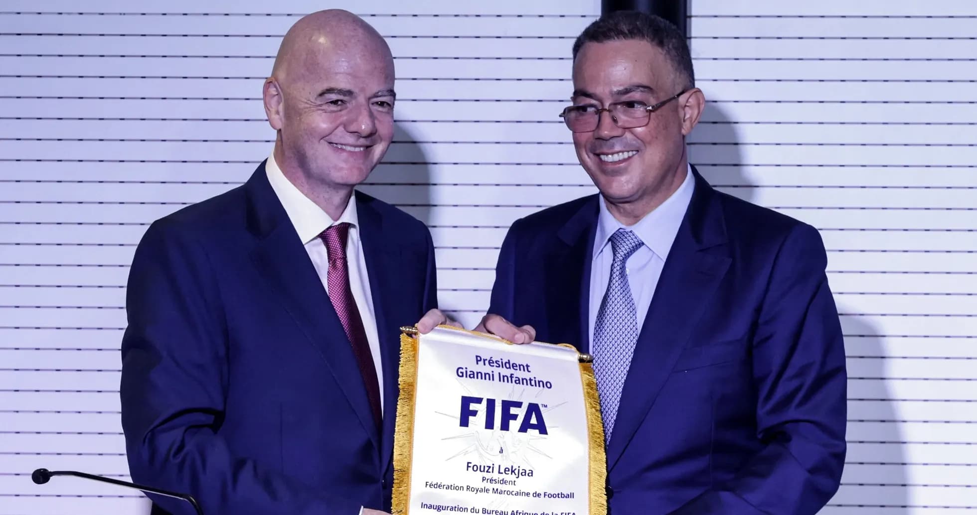 Gianni Infantino и Fouzi Lekjaa на церемонии вручения Gianni Infantino и Fouzi Lekjaa на церемонии вручения