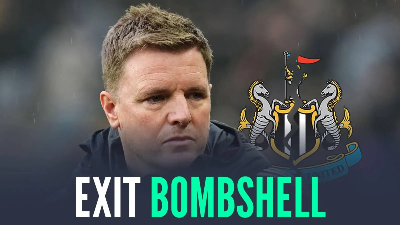Тренер Newcastle United на фоне клубного логотипа Тренер Newcastle United на фоне клубного логотипа