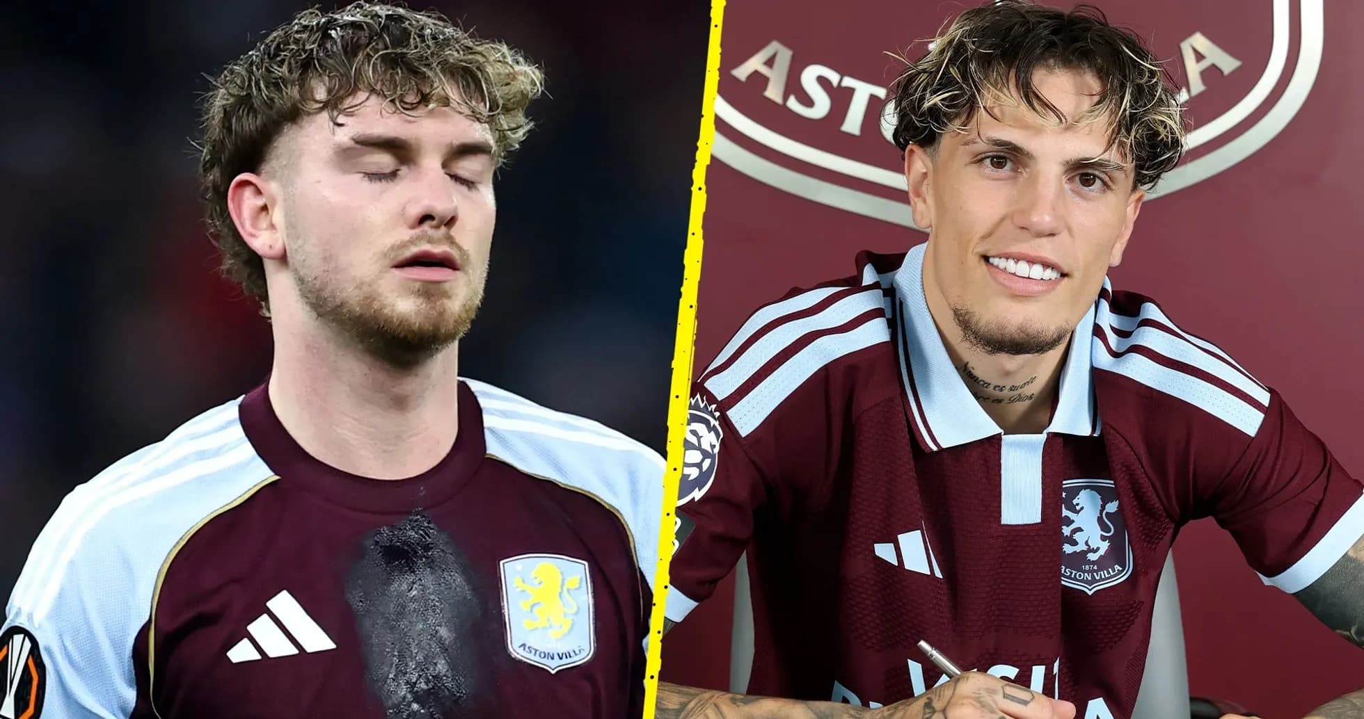 Футболист в форме Aston Villa на пресс-конференции Футболист в форме Aston Villa на пресс-конференции