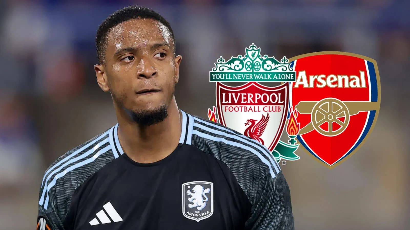 Вратарь Aston Villa с логотипами Liverpool и Arsenal Вратарь Aston Villa с логотипами Liverpool и Arsenal
