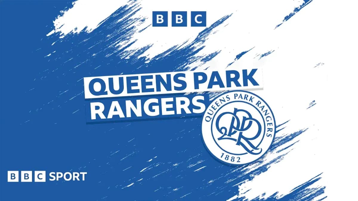 Логотип Queens Park Rangers на синем фоне Логотип Queens Park Rangers на синем фоне