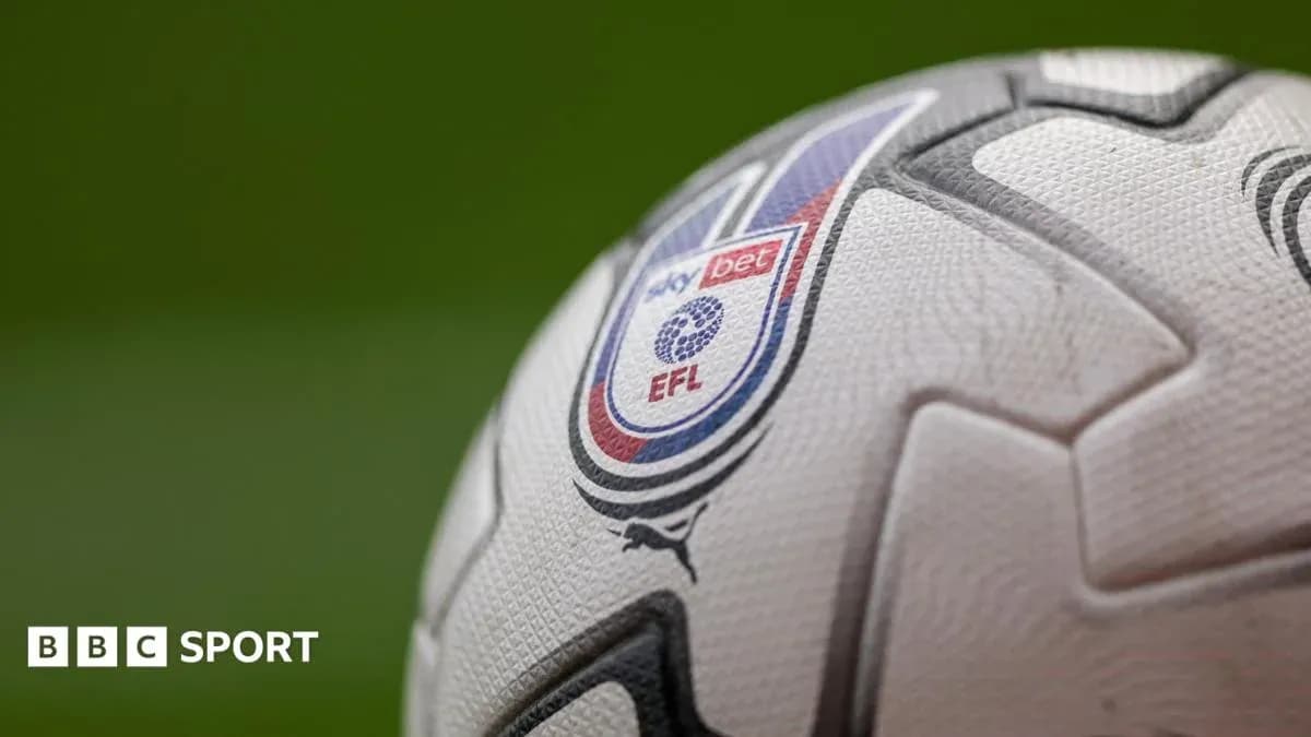Мяч с логотипом Sky Bet EFL на траве Мяч с логотипом Sky Bet EFL на траве