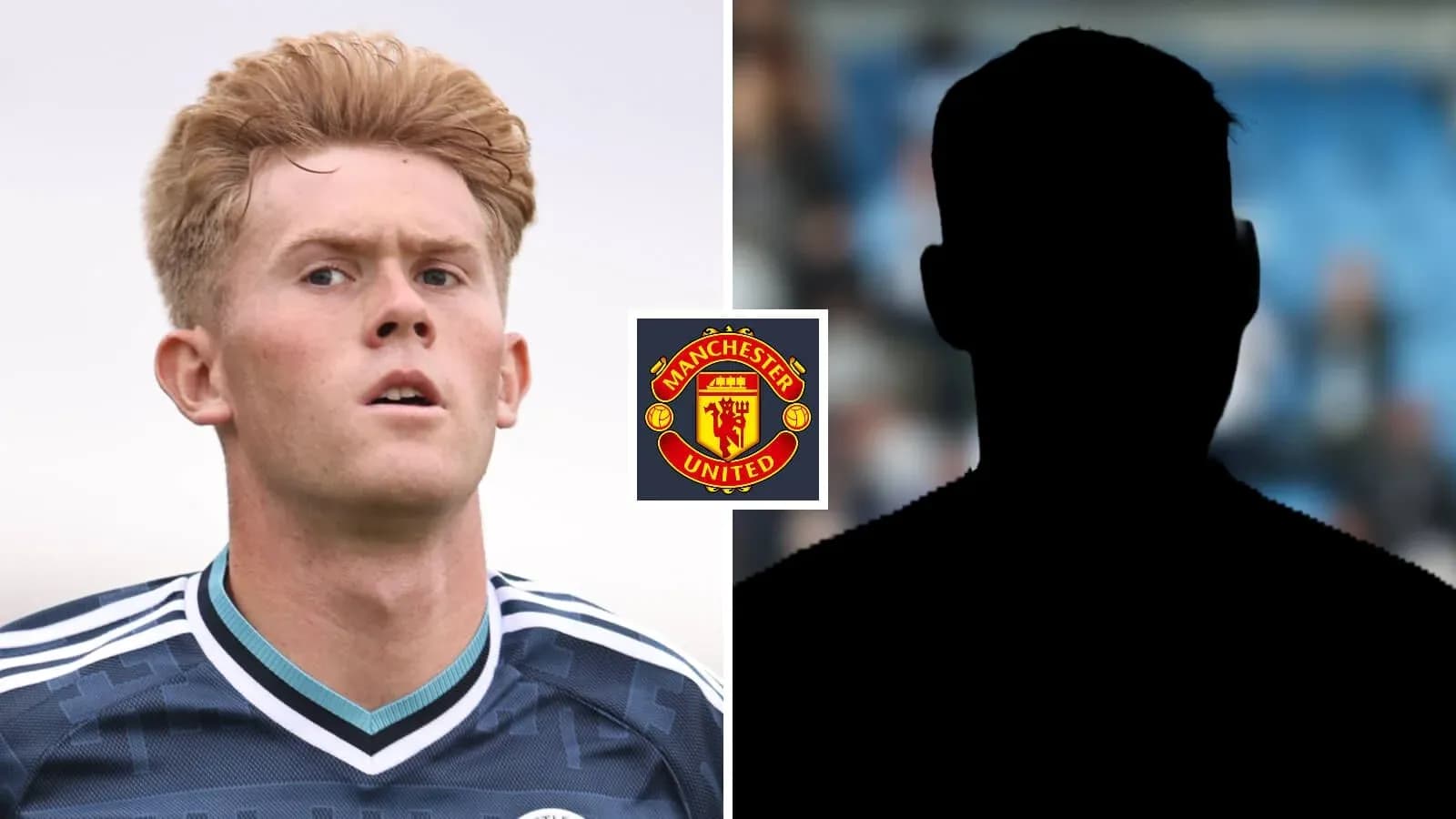 Игрок в форме Manchester United на фоне силуэта Игрок в форме Manchester United на фоне силуэта