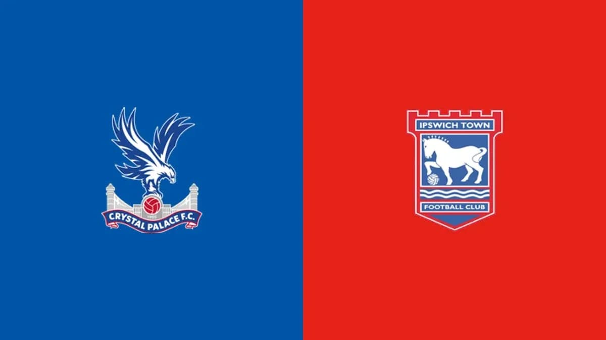 Логотипы Crystal Palace и Ipswich Town на фоне Логотипы Crystal Palace и Ipswich Town на фоне