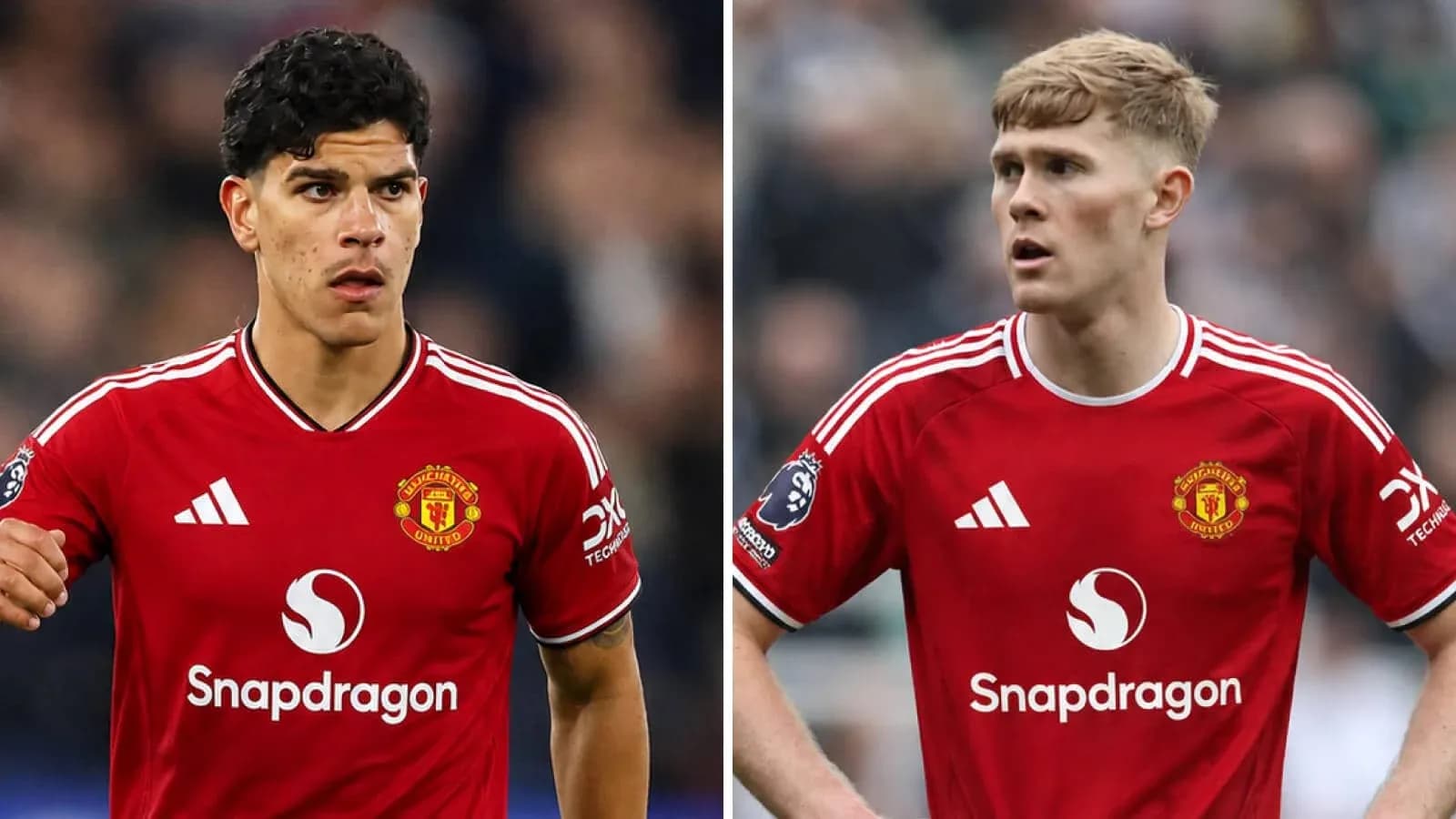 Два игрока Manchester United в красной форме Два игрока Manchester United в красной форме