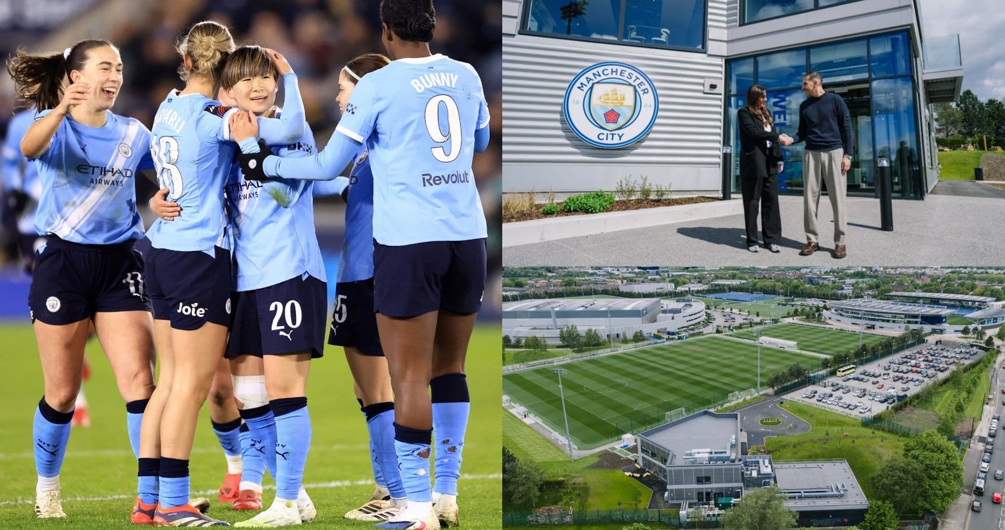 Игроки Manchester City празднуют гол на поле Игроки Manchester City празднуют гол на поле