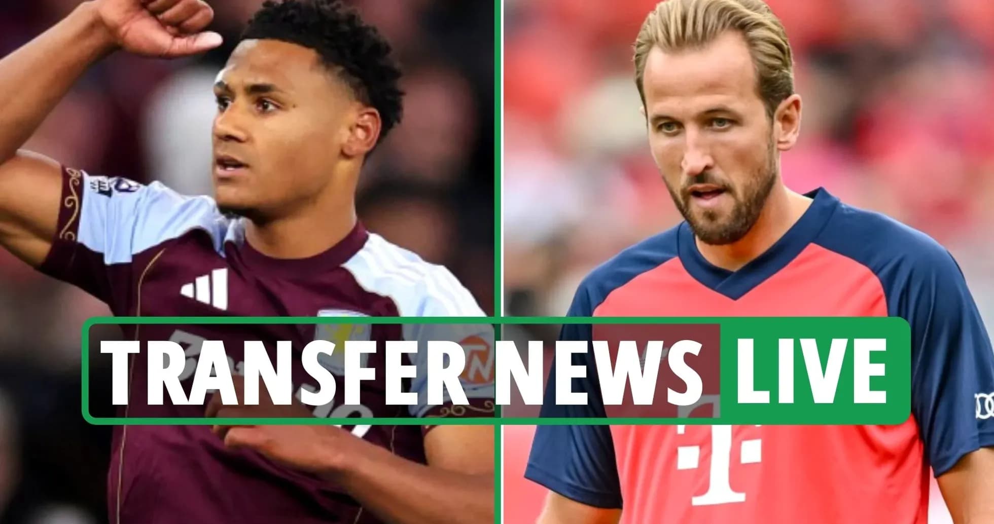 Игроки Aston Villa и Bayern Munich на футбольном поле Игроки Aston Villa и Bayern Munich на футбольном поле