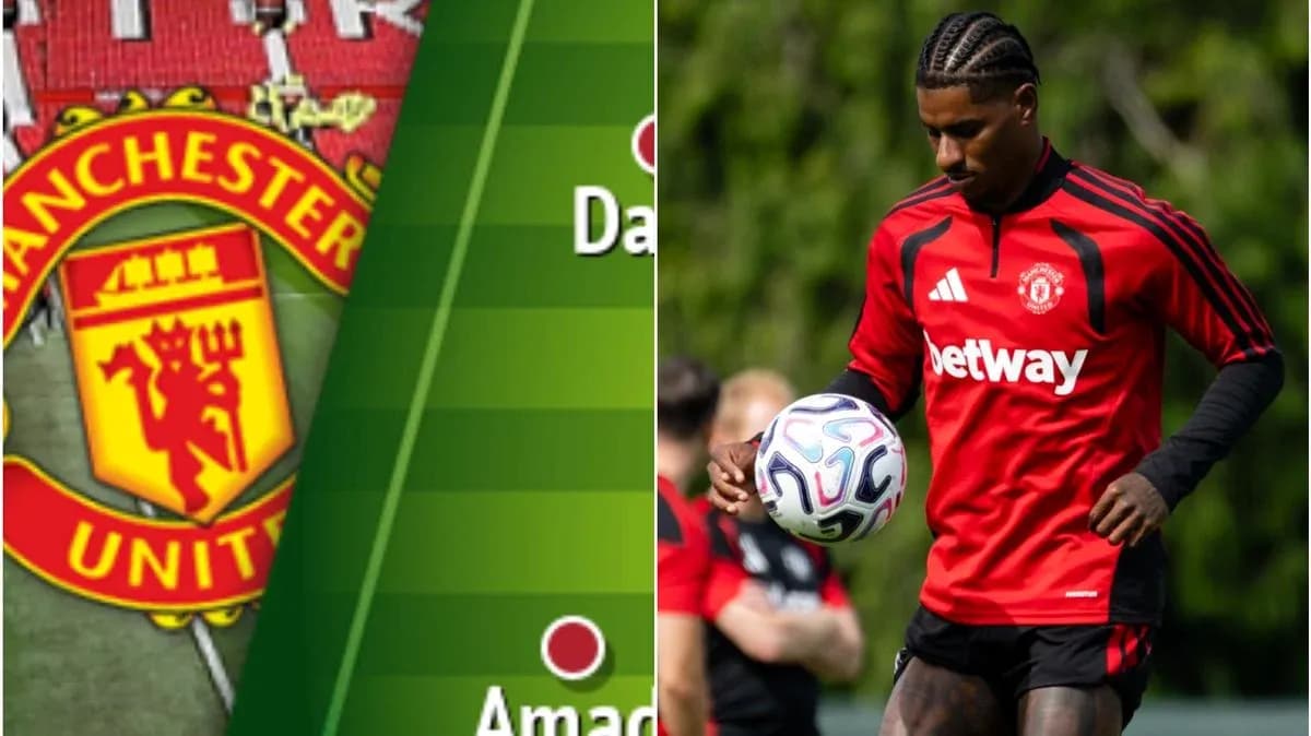 Игрок Manchester United тренируется с мячом Игрок Manchester United тренируется с мячом